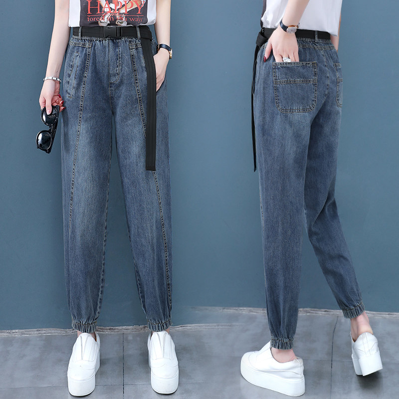 老爹裤牛仔裤女直筒宽松高腰2020秋季哈伦九分裤子以纯官方旗舰店