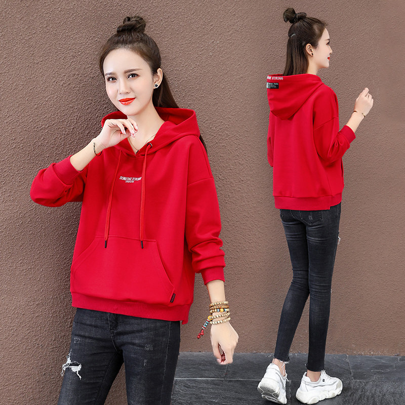以纯官方旗舰店长袖连帽卫衣女2020早秋新款短款韩版大版宽松外套