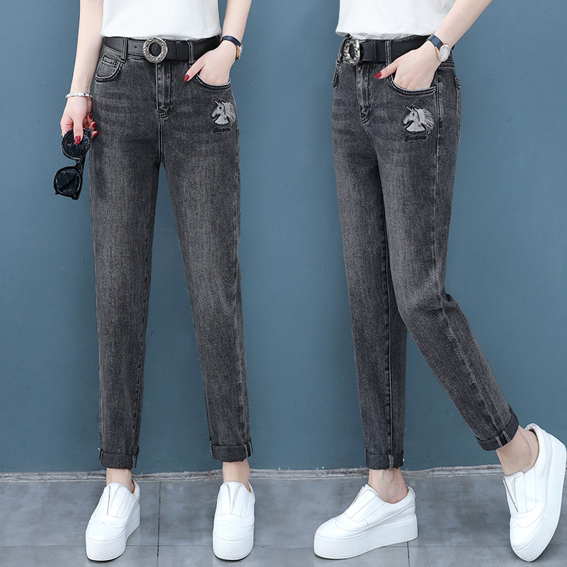 以纯官方旗舰店高腰牛仔裤女直筒宽松2020秋季新款九分老爹女裤子