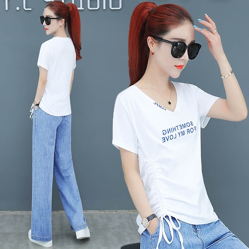 以纯官方旗舰店官网韩版宽松chic洋气卡通上衣半袖体恤欧贝妮女装