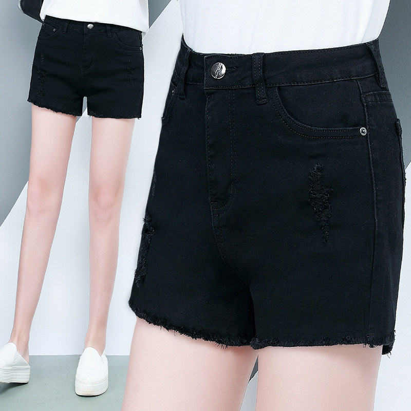 牛仔短裤女2020夏季纯棉破洞黑色热裤以纯官方旗舰店官网店铺以纯
