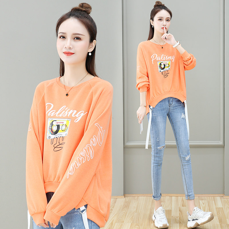 2020秋季新款韩版宽松短款不规则遮肉显瘦休闲上衣薄款卫衣女以纯