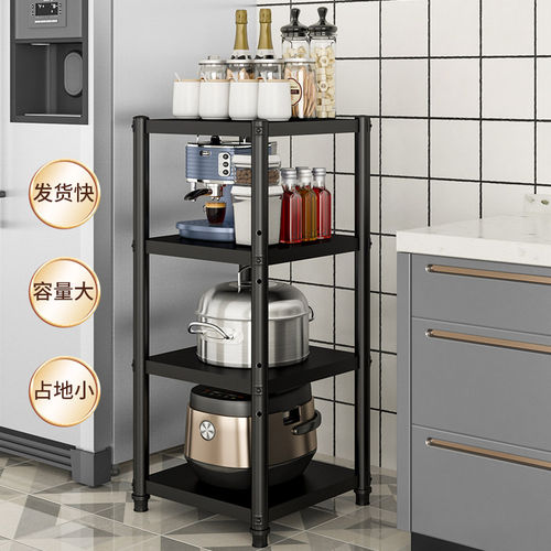 碳钢烤漆置物架黑色微波炉架80长70x40宽50x60落地多层厨房收纳架