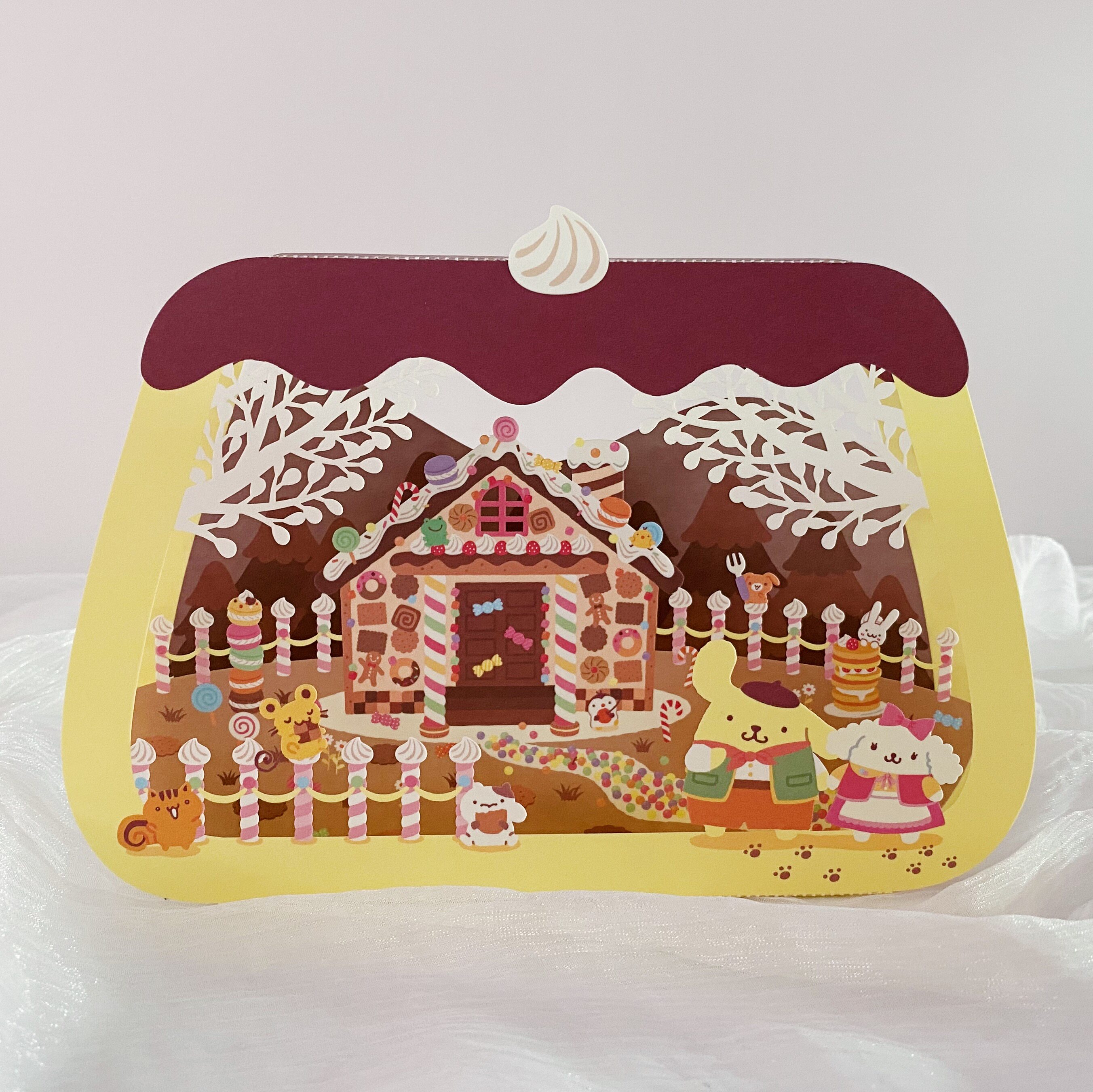 日本授权新品甜品屋卡通立体贺卡奶油布丁狗可爱毕业季庆祝生日卡