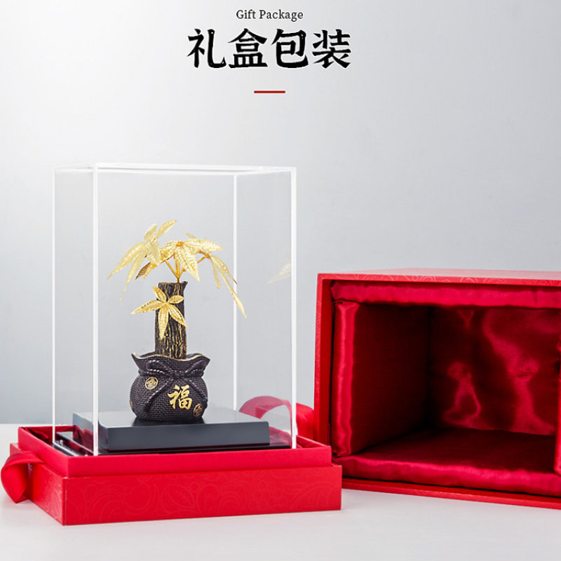 轻奢24k金箔发财树摇钱树摆件乔