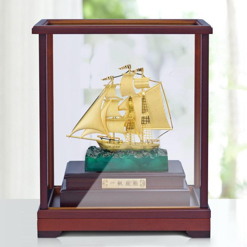 高端足金金箔一帆风顺帆船摆件开业礼品招财商务办公室桌客厅乔迁