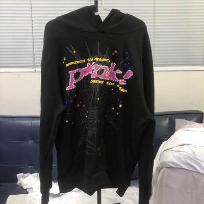 Young Thug明星同款Sp5der 555555Pink Hoodie长裤卫衣套装马思唯