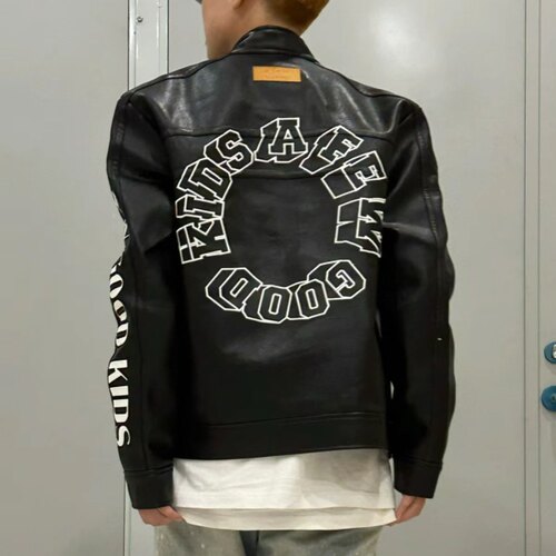原厂正品 FFF马思唯秋痞帅上衣刺绣机车皮衣男女国潮皮夹克皮外套