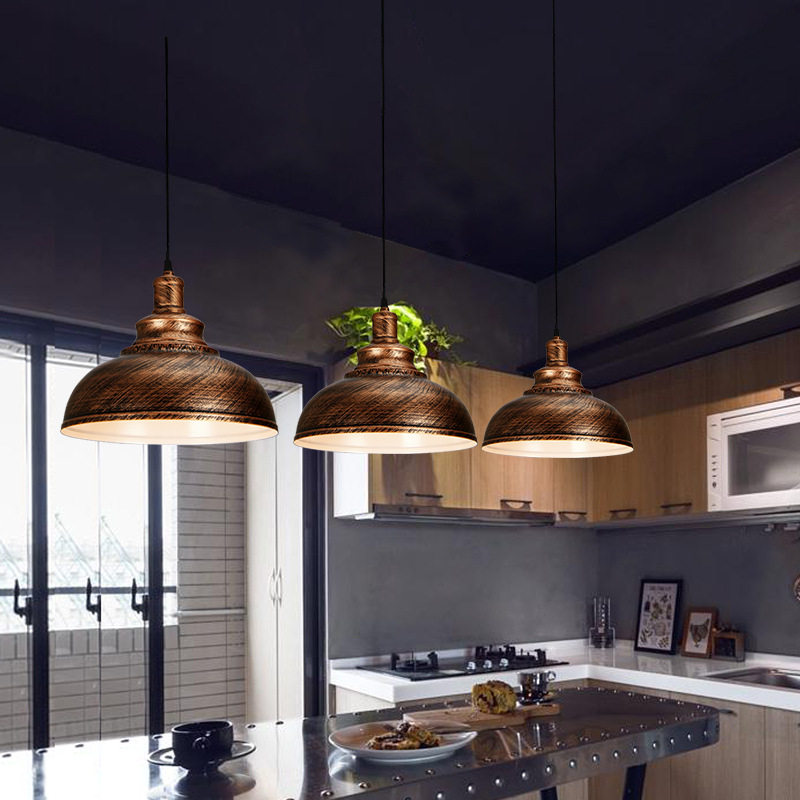 复古工业风餐厅吧台锅盖吊灯过道酒吧网咖铁艺咖啡厅火锅店吊灯具