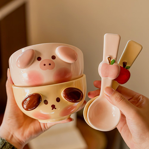 釉下彩陶瓷饭碗可爱儿童吃饭碗