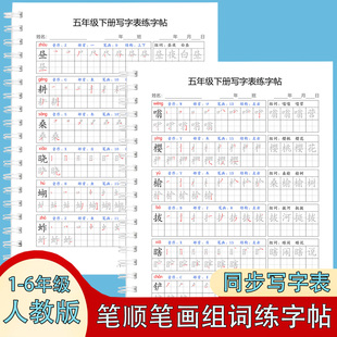 新版小学一二三四五年级下册语文生字练字帖同步课本笔画笔顺组词