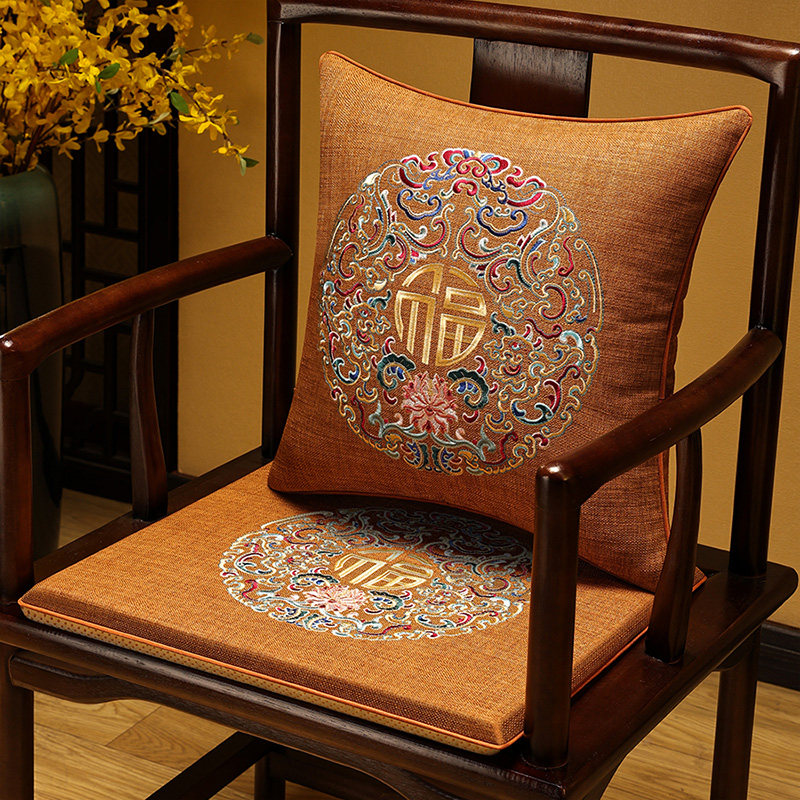 中式红木沙发椅子坐垫实木太师椅餐椅官帽家用防滑圈椅座垫茶椅垫