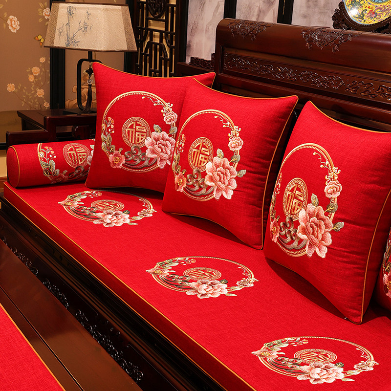 中式红木沙发坐垫客厅实木沙发垫防滑透气垫子含芯罗汉沙发垫定制