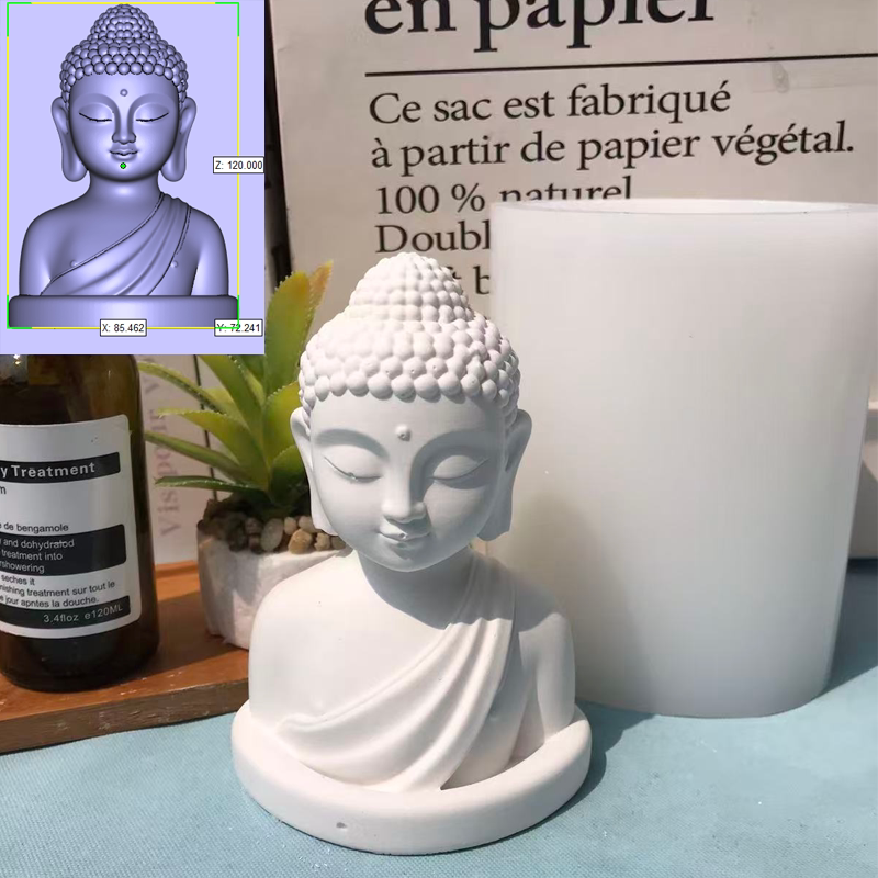佛陀半身像圆底磨具水泥和尚模具佛像蜡烛磨具立体创意青砂石石佛