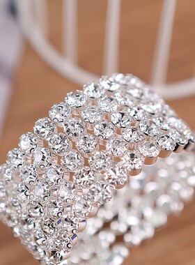 斯旋装饰开口手镯女款手链宽时尚饰品韩国版水钻新娘婚纱礼服饰品