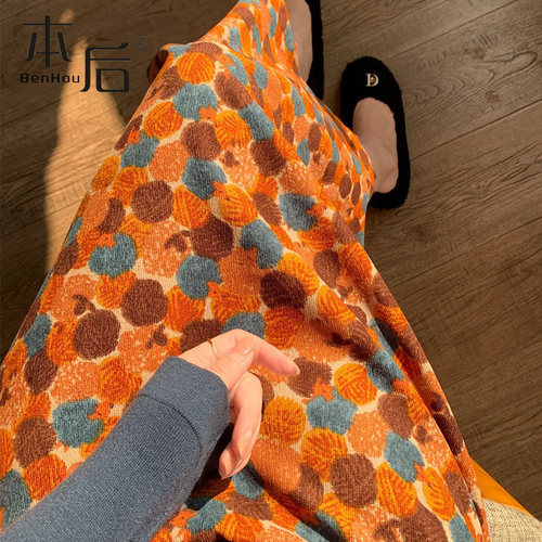 9963-油画风灯芯绒a字半身裙中长