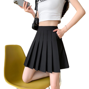 KB-133 口袋松紧腰百褶半身裙短裙春秋女网球百褶裙小个子学院风