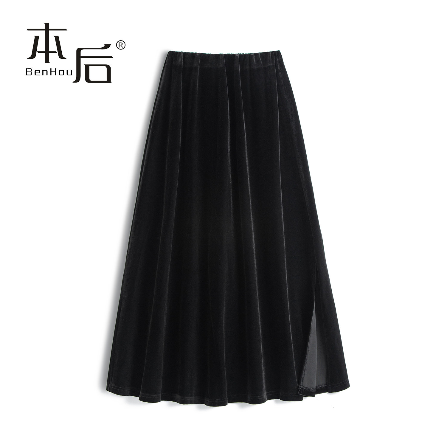 29849 加厚开叉丝绒半身裙女2025新款中长款小个子秋冬大摆a字裙