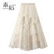 D2507 重工法式 网纱半身裙秋冬女长裙不规则纱裙高腰蓬蓬蛋糕裙