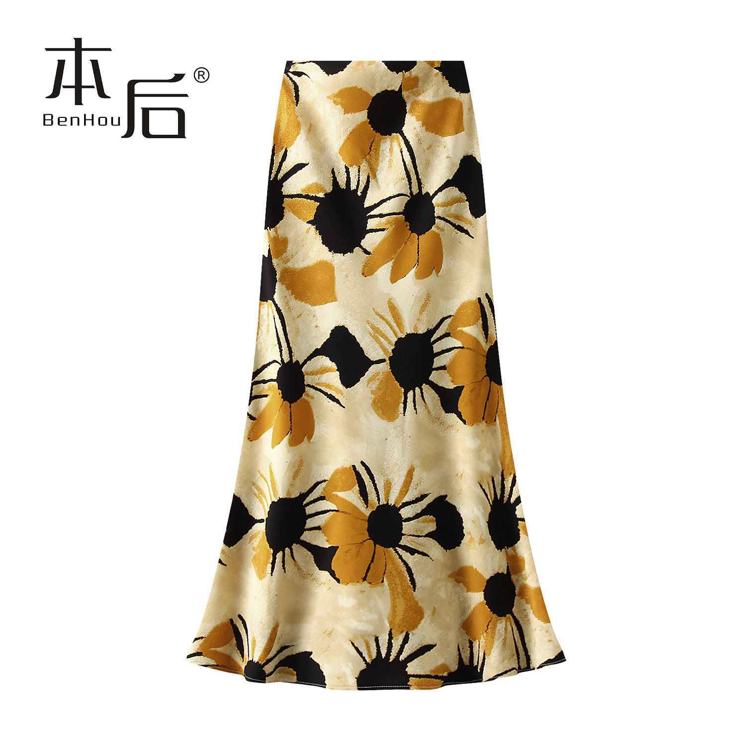 BenHou/本后 9939-1 轻薄雪纺碎花半身裙夏女长裙印花气质鱼尾裙