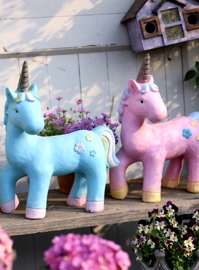 独角兽花园装饰 小马莉亚卡通布景庭院阳台摆件复古景观 拍照道具