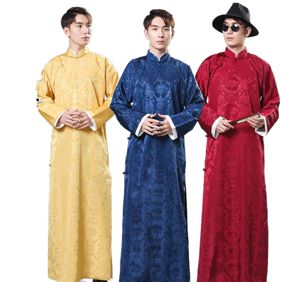 民国风唐装男款长袍相声大褂表演