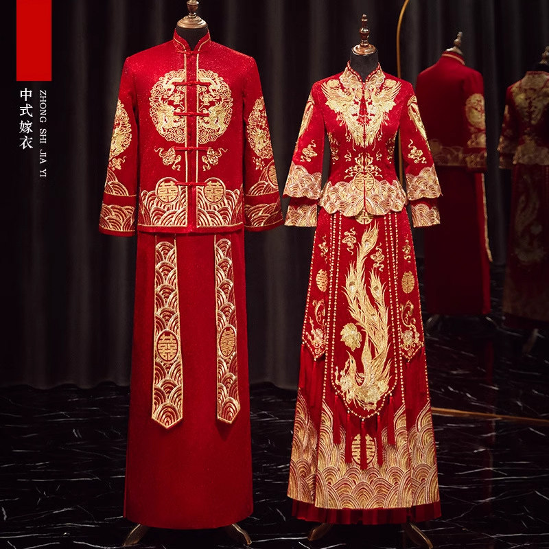 男士婚服秀禾服敬酒服婚纱新娘装图片