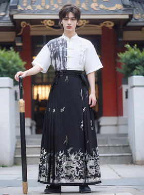 日常可穿马面裙夏汉服男青少年仙