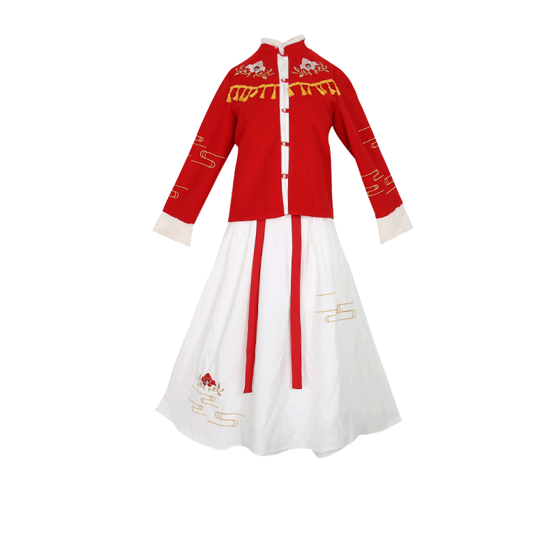 秋冬汉服女中国风复古红色嫁衣