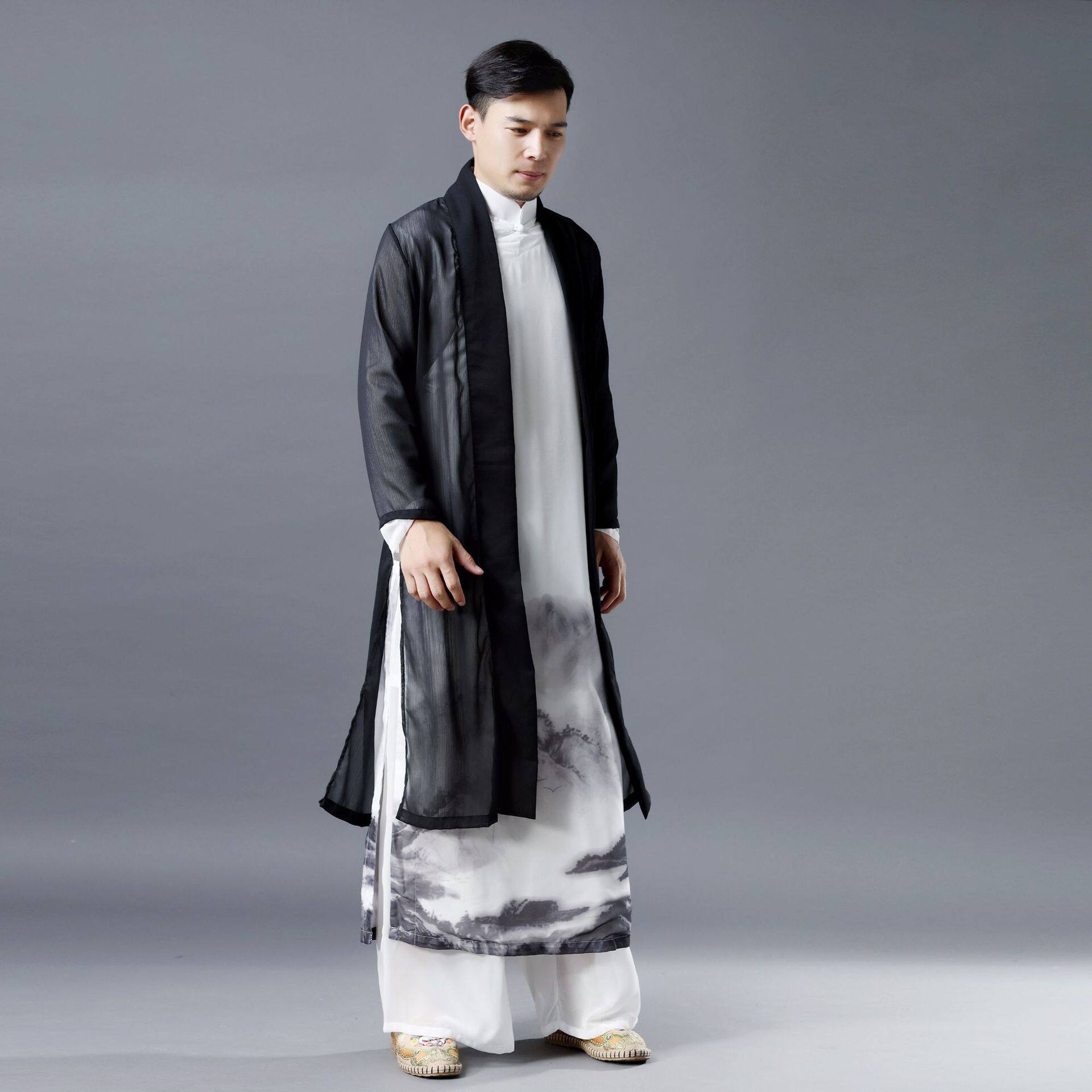 唐装中国风男 汉服古装外套男士旗袍 咏春服装套装新中式茶服春夏