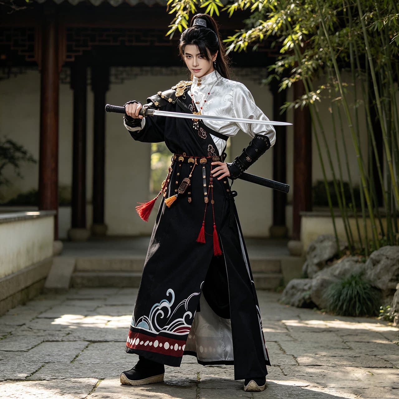 原创古风劲装男汉服古装中国风青少年装武侠风侠客帅气日常cos服图片