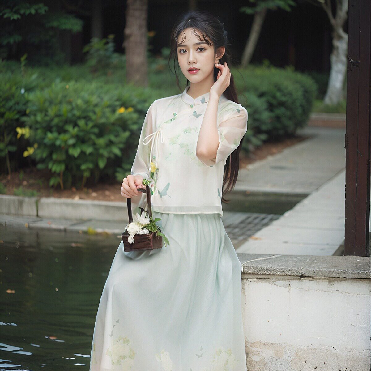 可以穿着上班的汉服女款夏季初中生汉元素日常裙子中国风女装套装