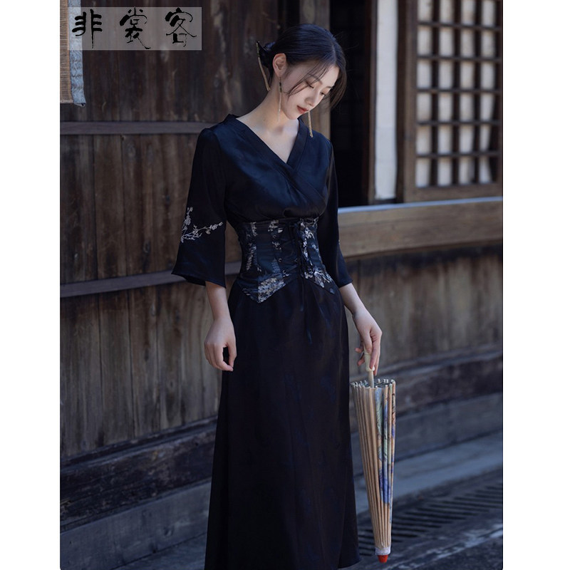 古风改良版魏晋风汉服春夏女仙气交领上班穿汉元素国风连衣裙国潮