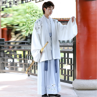 男生帅气汉服夏季搭配马面裙的衬衫武侠中国风可以穿着上班的汉服