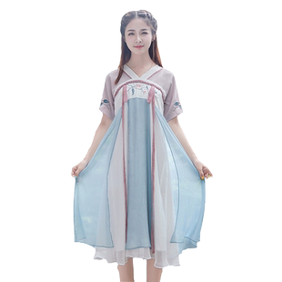 通勤汉服中国风少女上班穿汉元素夏装日常齐胸襦裙超仙小个子女装