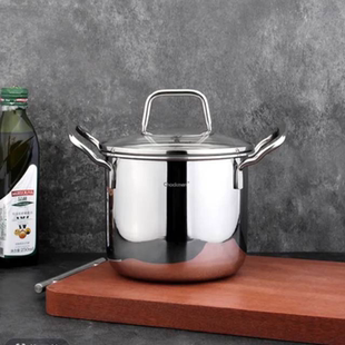 chocKmen卓德铭14cm18/10不锈钢小汤锅奶锅泡面锅五层钢一体成型