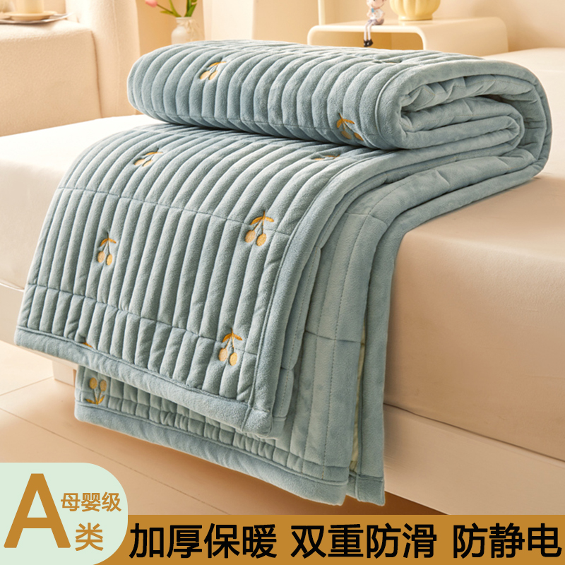 A类水晶绒保暖床褥刺绣床垫防滑