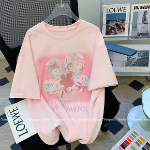 t恤女夏季 国风重工刺绣纯棉短袖 设计感小众休闲百搭洋气减龄上衣