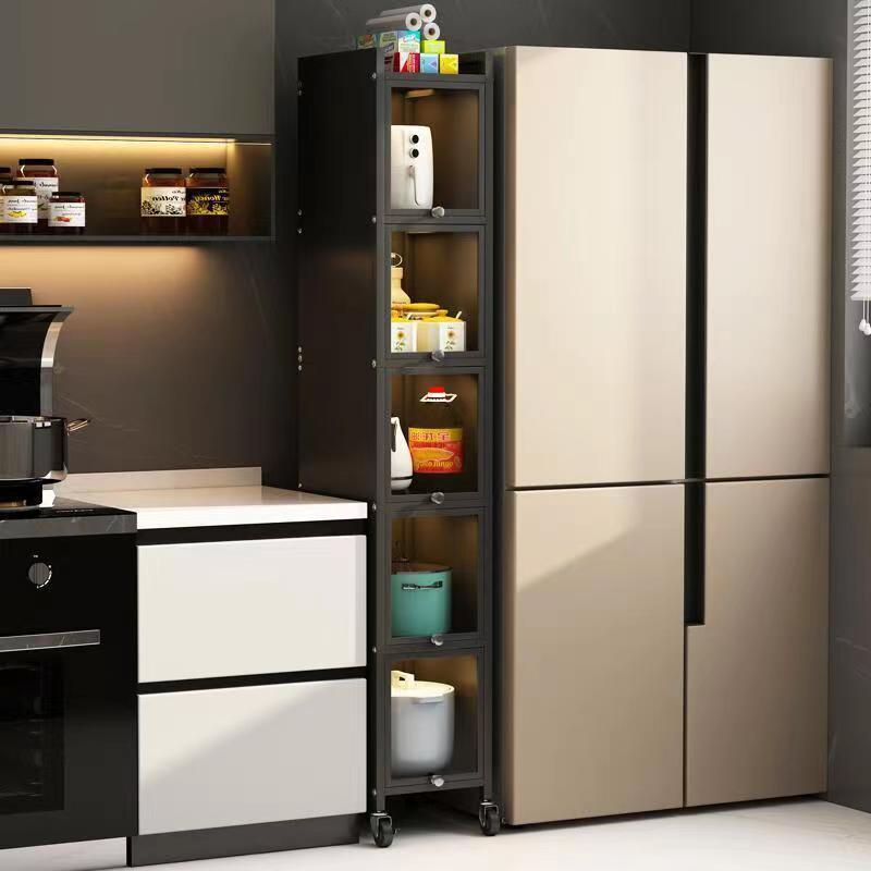 厨房置物架窄夹缝收纳柜落地多层冰箱缝隙极窄窄缝储物柜带门柜子
