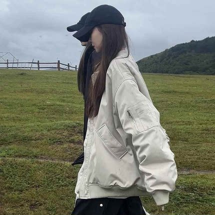 美式棒球服夹棉外套女秋冬2024新款加绒短款爆款夹克冬季加厚棉服