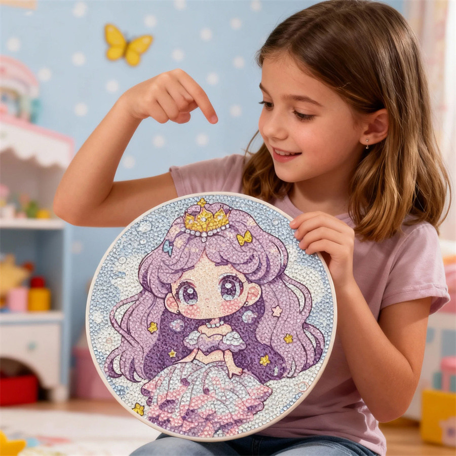 公主儿童卡通2026新款手工5d水晶钻石画满钻贴钻十字绣砖石秀女孩,居家布艺,钻石绣,淘宝优惠券,粉丝福利购,淘宝优惠卷