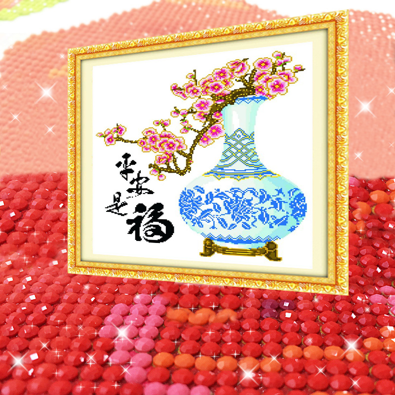 花瓶梅花2025新款5D水晶钻石画满钻点钻贴钻粘钻十字绣客厅砖石秀