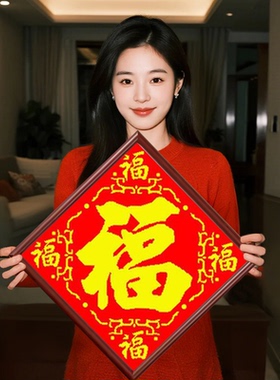 五福临门2026年新款自己手工刺绣十字绣线绣客厅玄关小幅简单福字