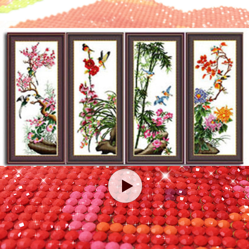 鸟语花香梅兰竹菊2026新款钻石画贴画客厅满钻点钻贴钻十字绣玄关