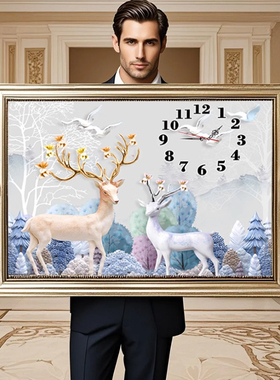 钟表时钟2026新款手工刺绣打发时间十字绣线绣满绣挂钟高级感客厅