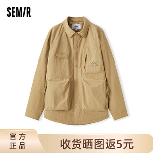 [商场同款]森马棉服男2024春季宽松短款棉衣时尚潮流工装外套印花