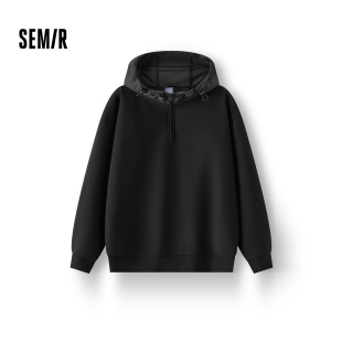 森柔 森马中国国家地理系列卫衣男春纯色半开襟外套拼接梭织上衣