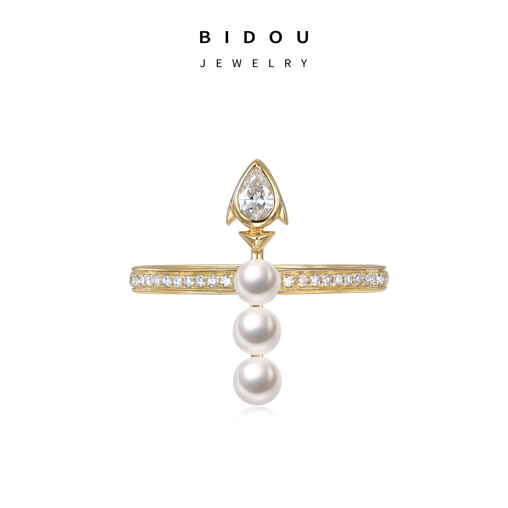 bidou比度黄金戒指cosmos系列18k金钻石优雅火箭珍珠新款情侣礼物