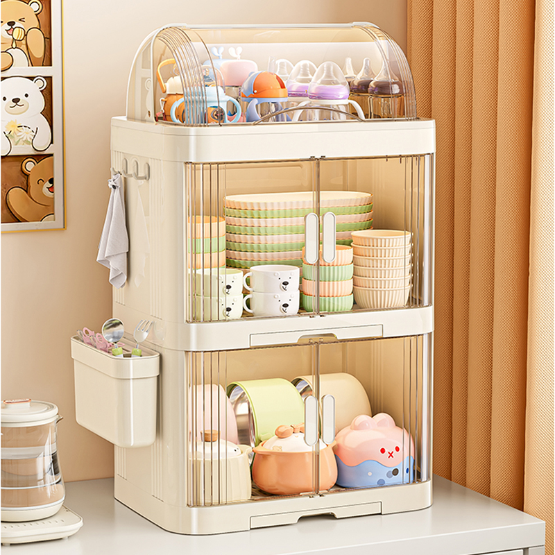 星优婴儿辅食收纳柜奶瓶防尘箱厨房放碗碟筷沥水架宝宝餐具置物盒