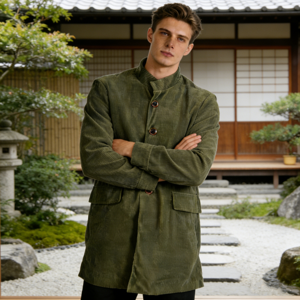 跨境现货春秋欧美独立站 ins口袋纽扣纯色开衫西服男士夹克外套